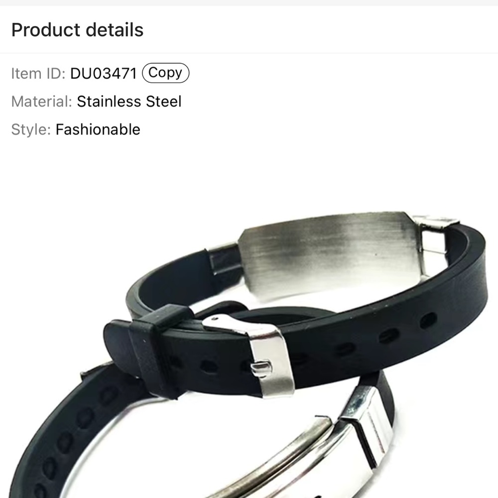 🔴 CLEARANCE🔖 NWT 🏥 BLACK/STAINLESS STEEL EMERGENCY “ALLERGY” MEDICAL BRACELET - Picture 3 of 6